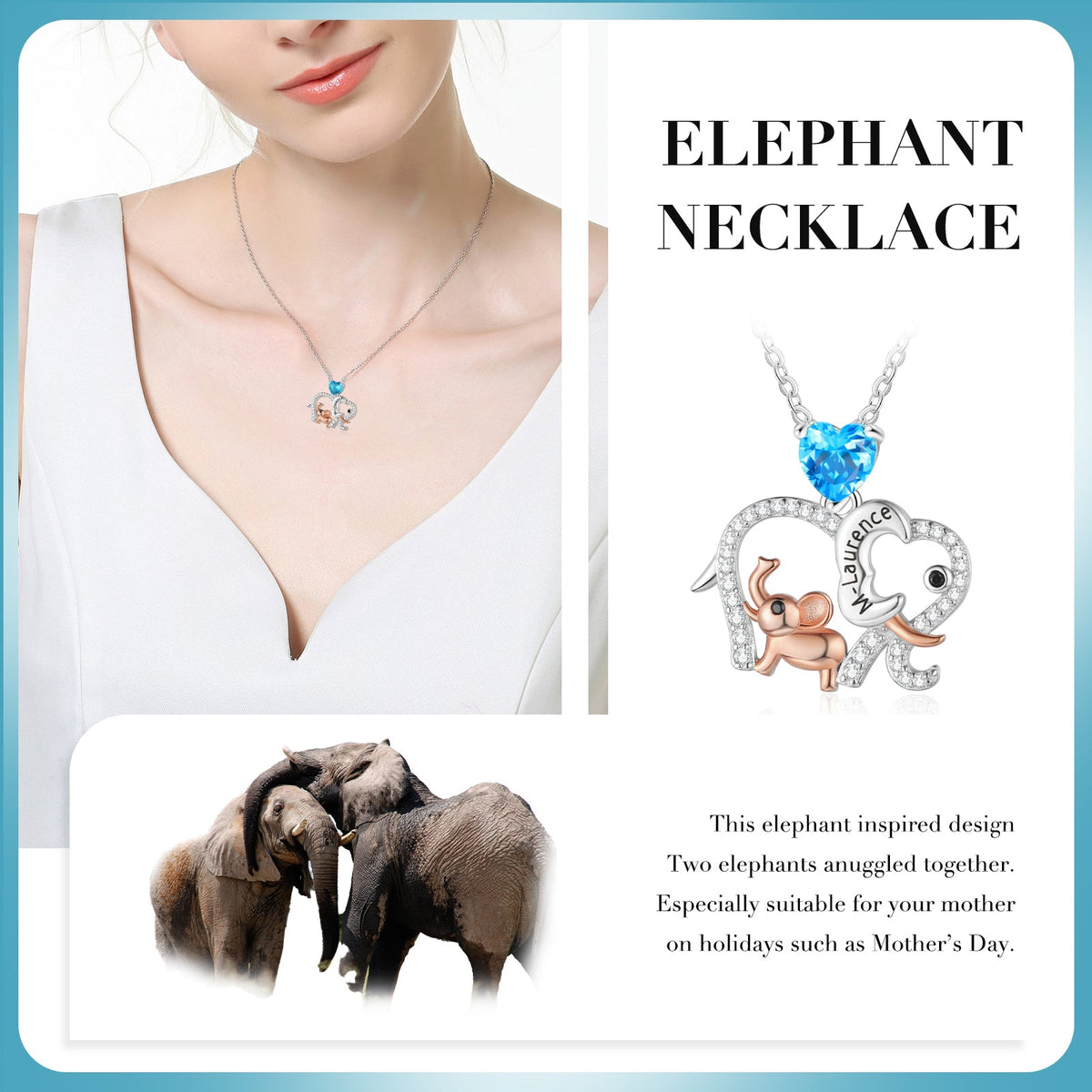 Custom Elephant Mother and Child Necklace