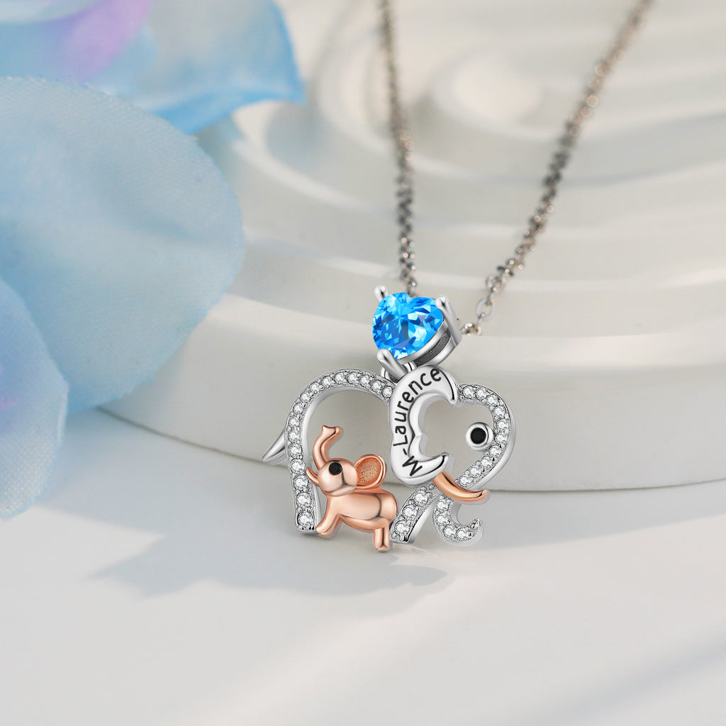 Custom Elephant Mother and Child Necklace