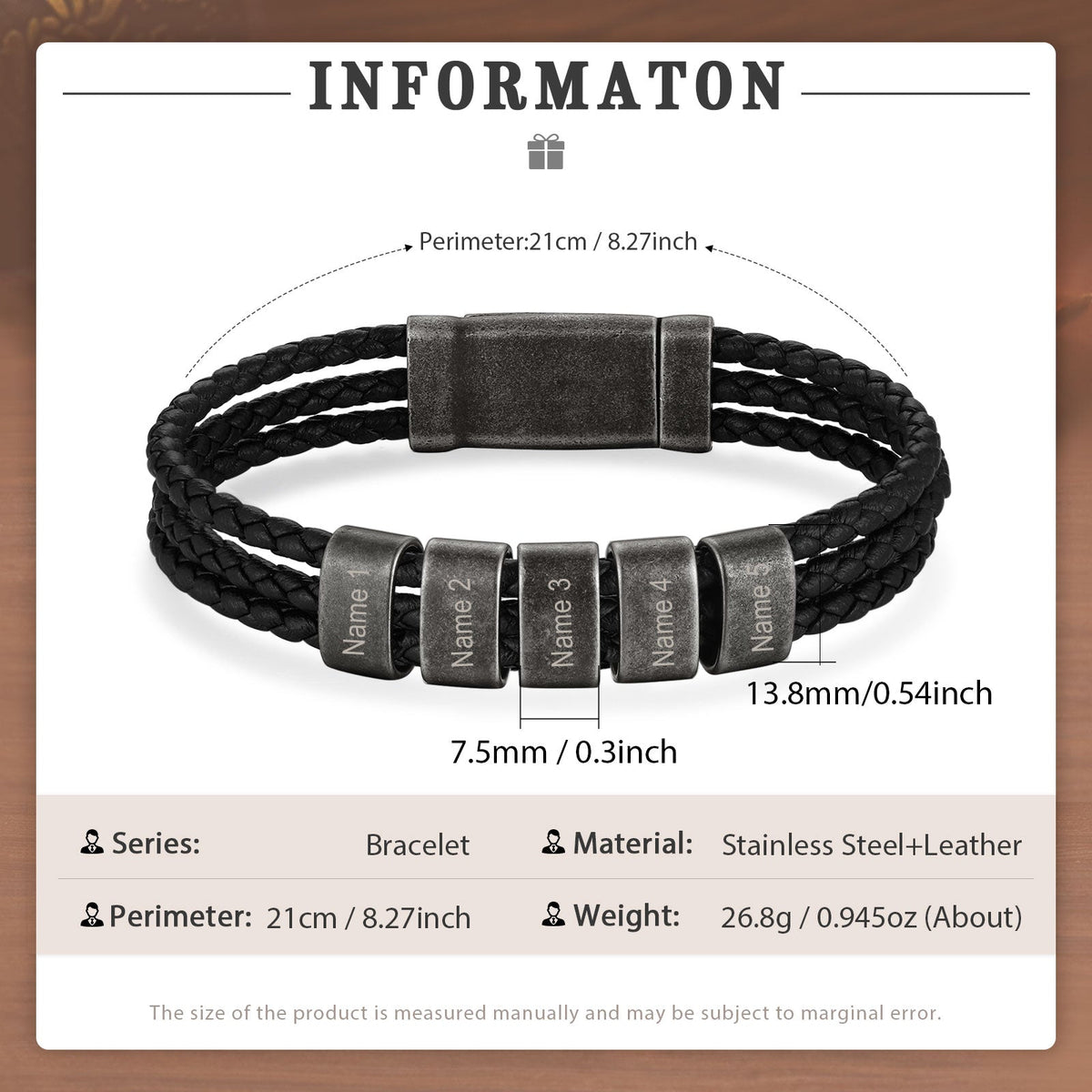 Custom Name Leather Bracelet