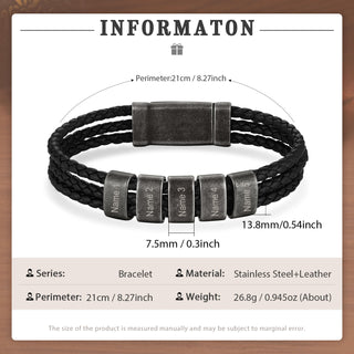 Custom Name Leather Bracelet