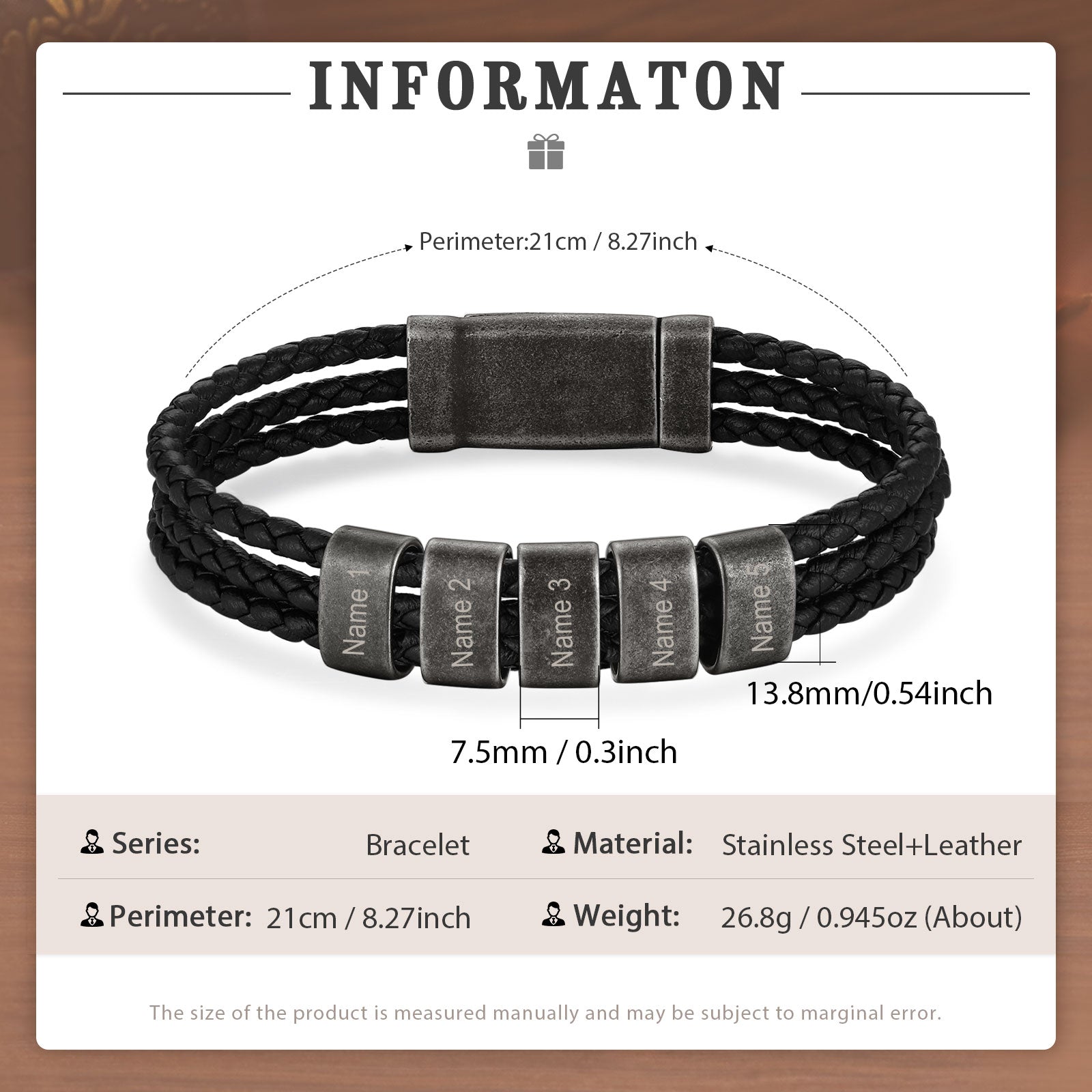 Custom Name Leather Bracelet