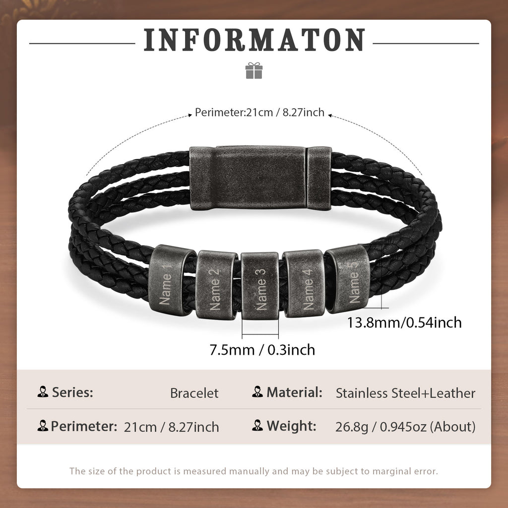 Custom Name Leather Bracelet