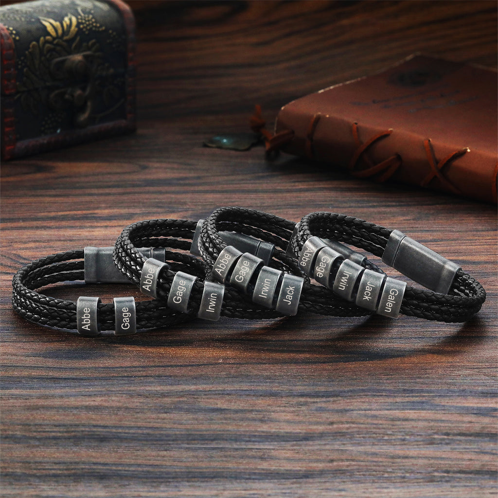 Custom Name Leather Bracelet