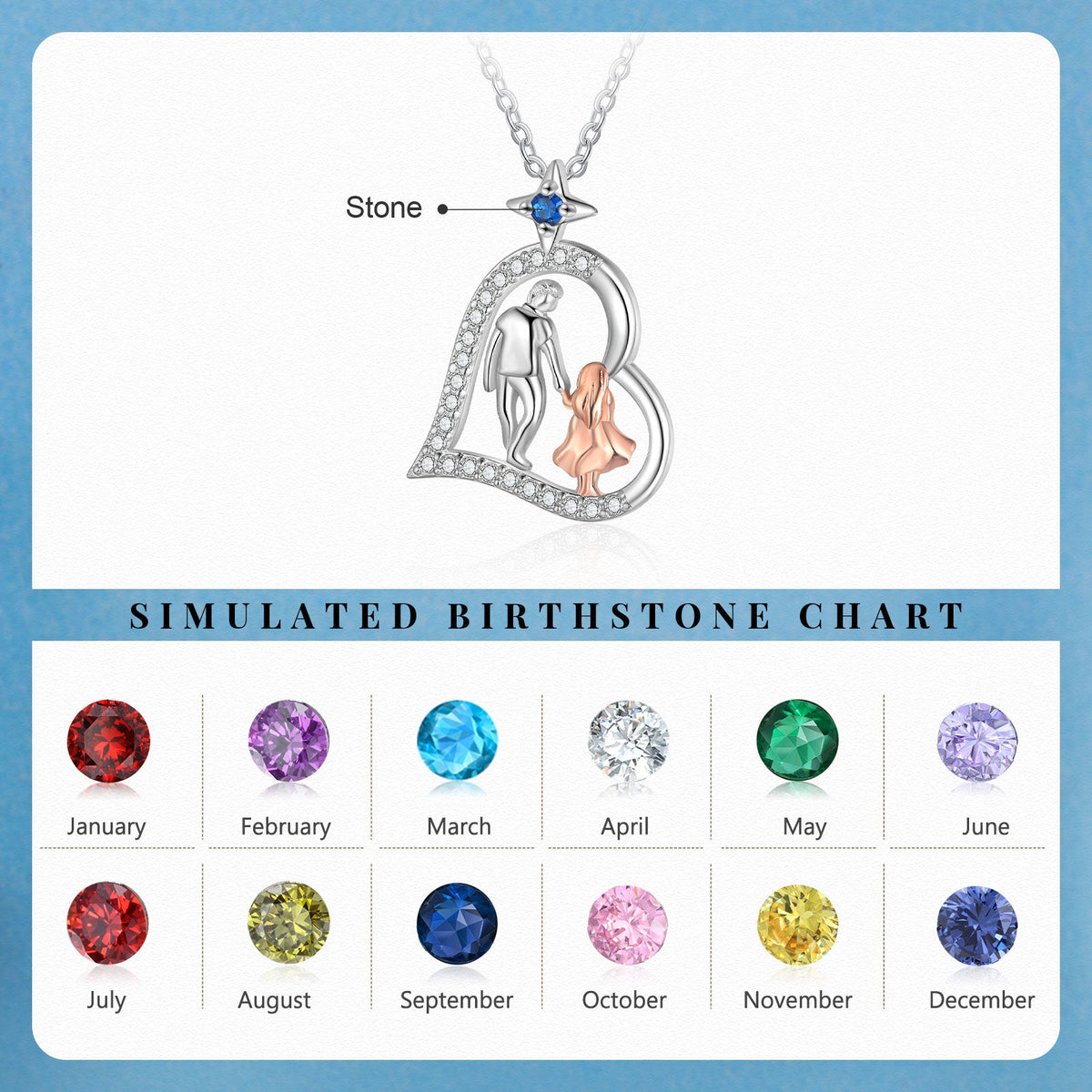 Personalized Heart Necklace with Father and Daughter
