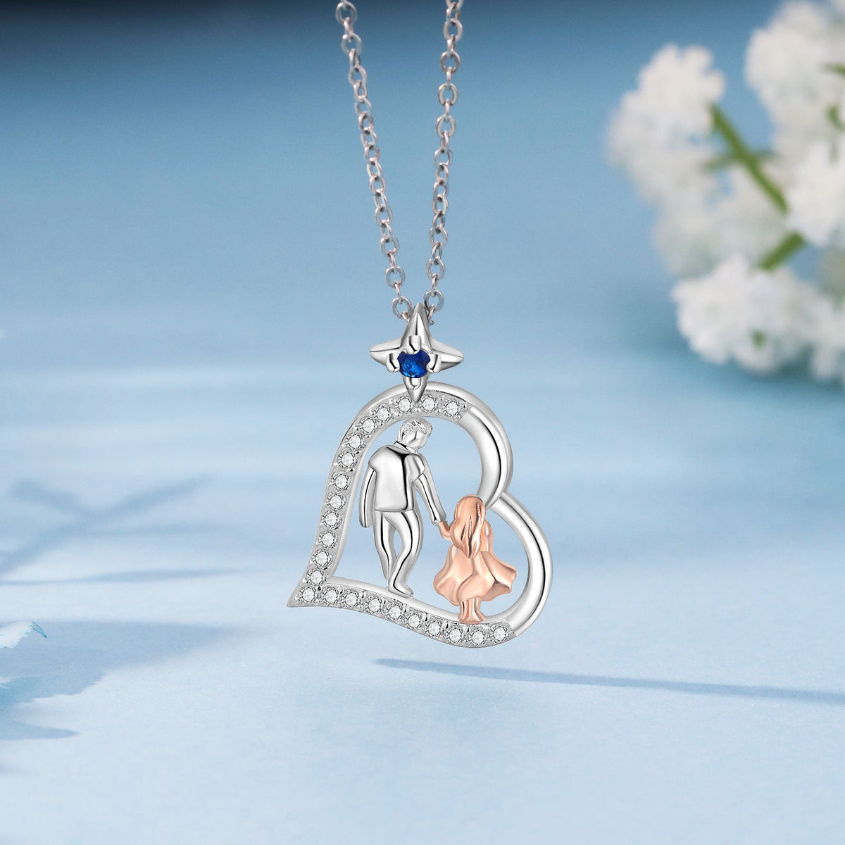 Personalized Heart Necklace with Father and Daughter