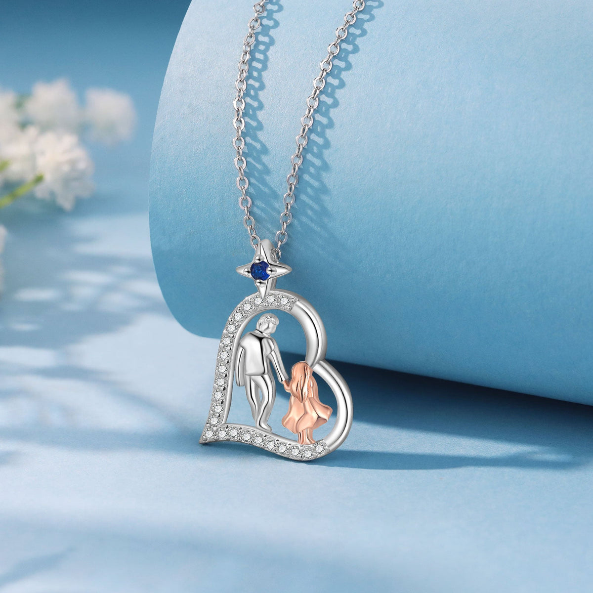 Personalized Heart Necklace with Father and Daughter