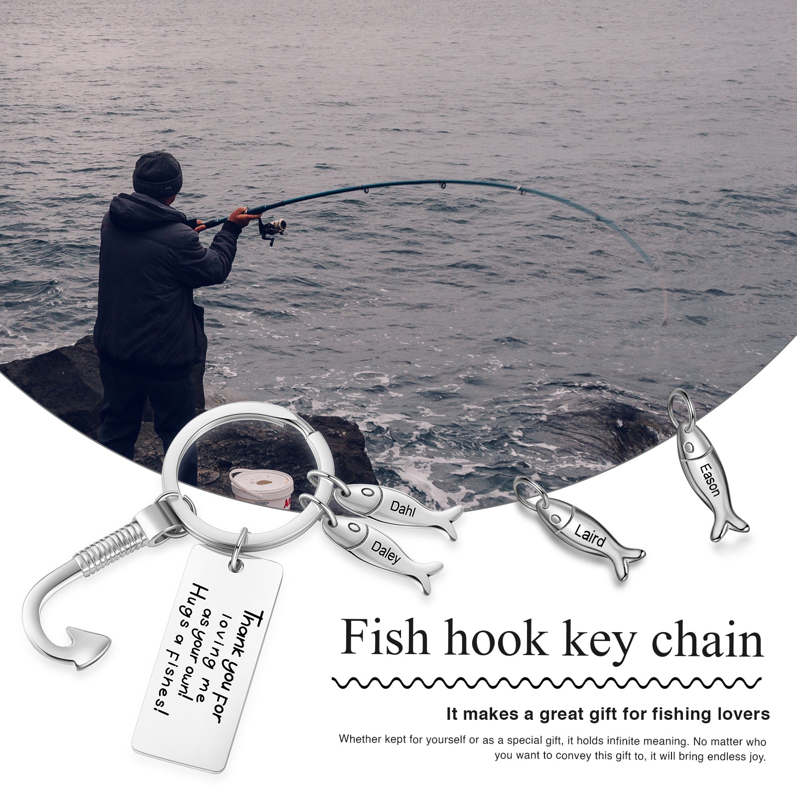 Custom Stainless Steel Keychain with Fish
