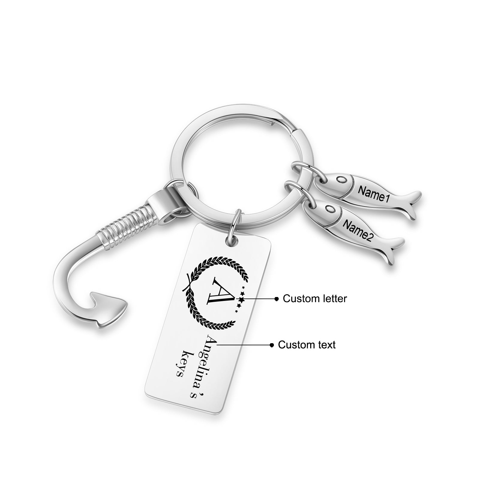 Custom Stainless Steel Keychain with Fish