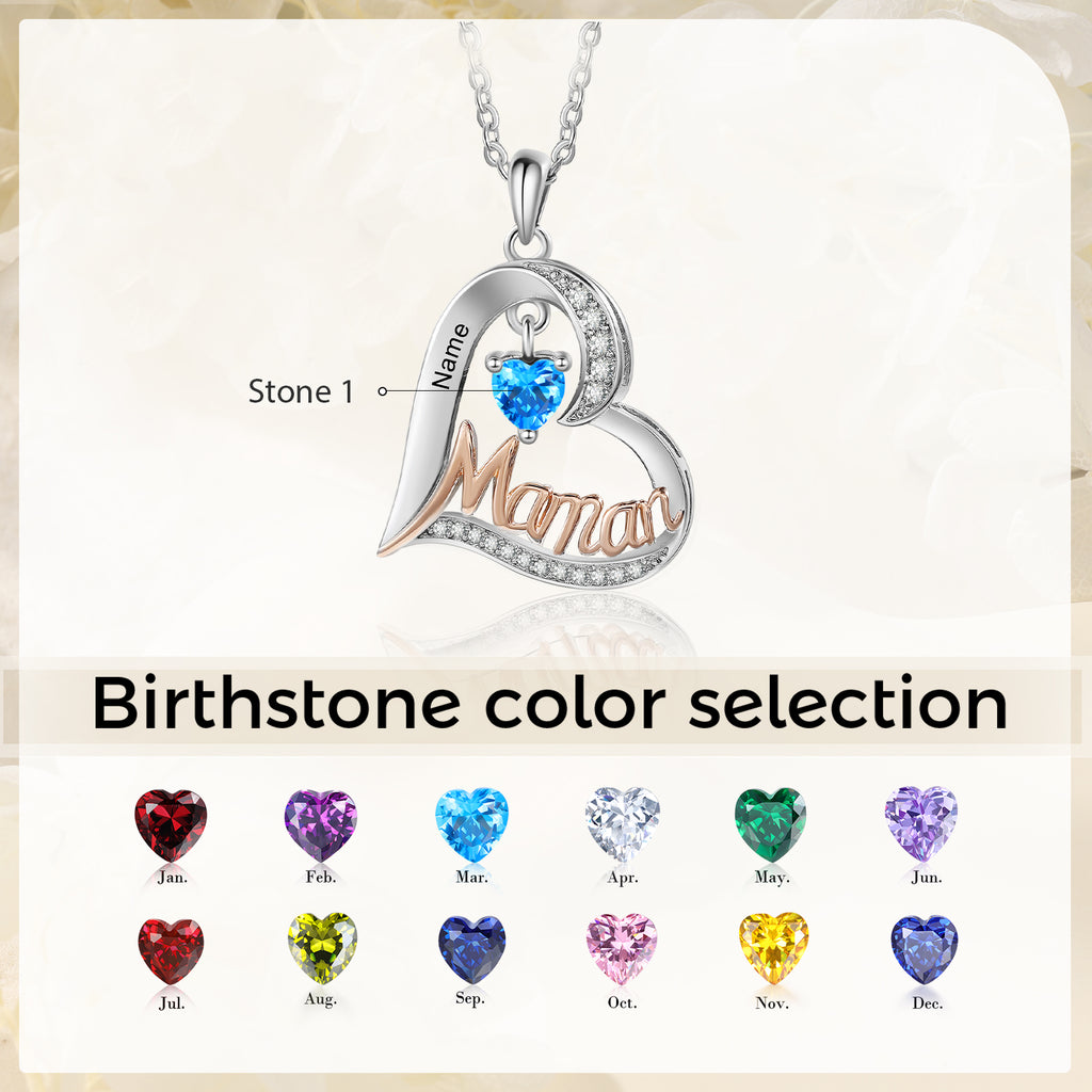 Custom Heart Necklace with Mama