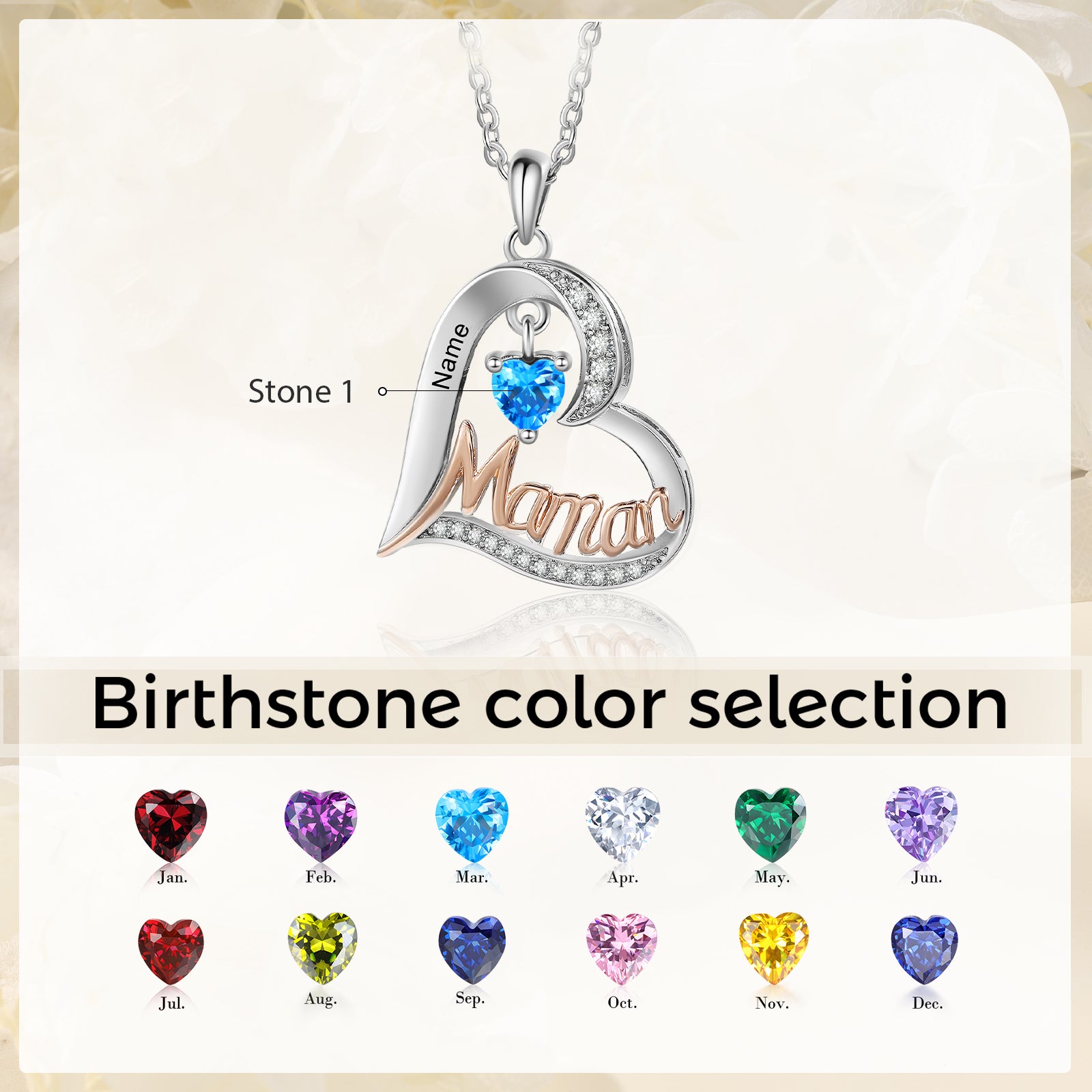 Custom Heart Necklace with Mama