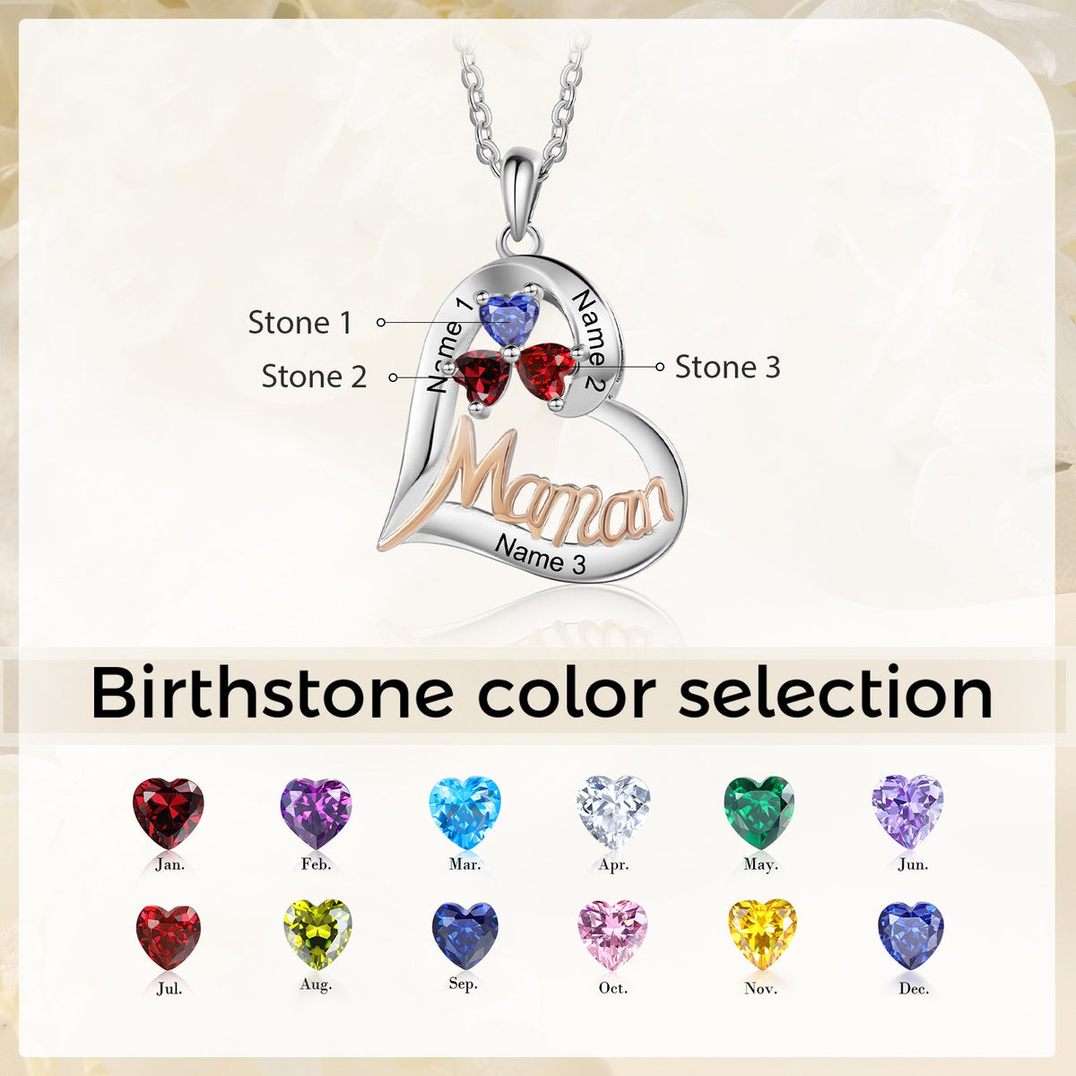 Custom Heart Necklace with Mama