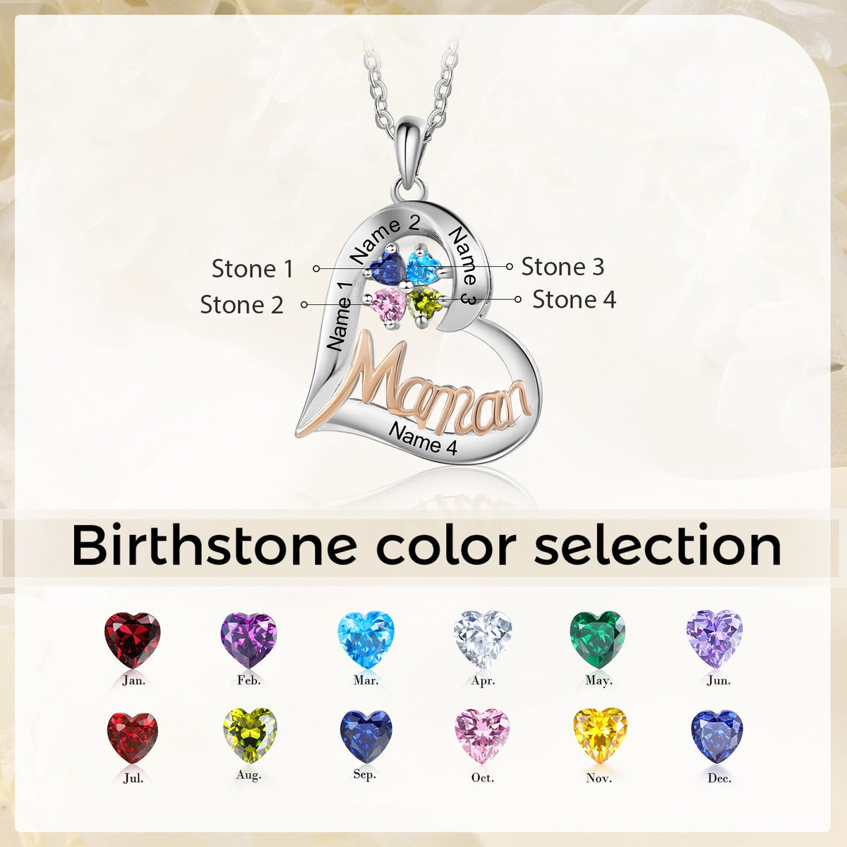 Custom Heart Necklace with Mama