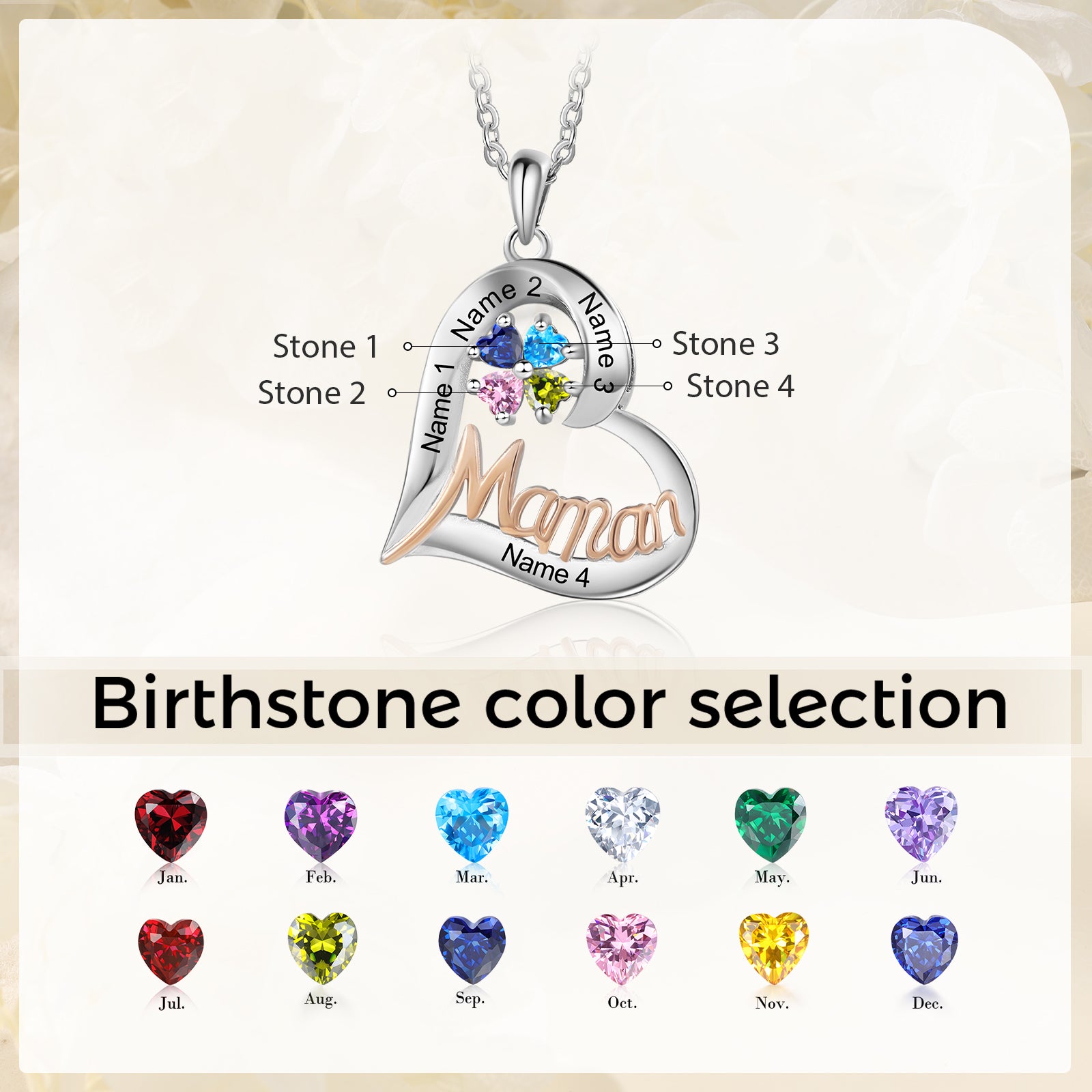 Custom Heart Necklace with Mama