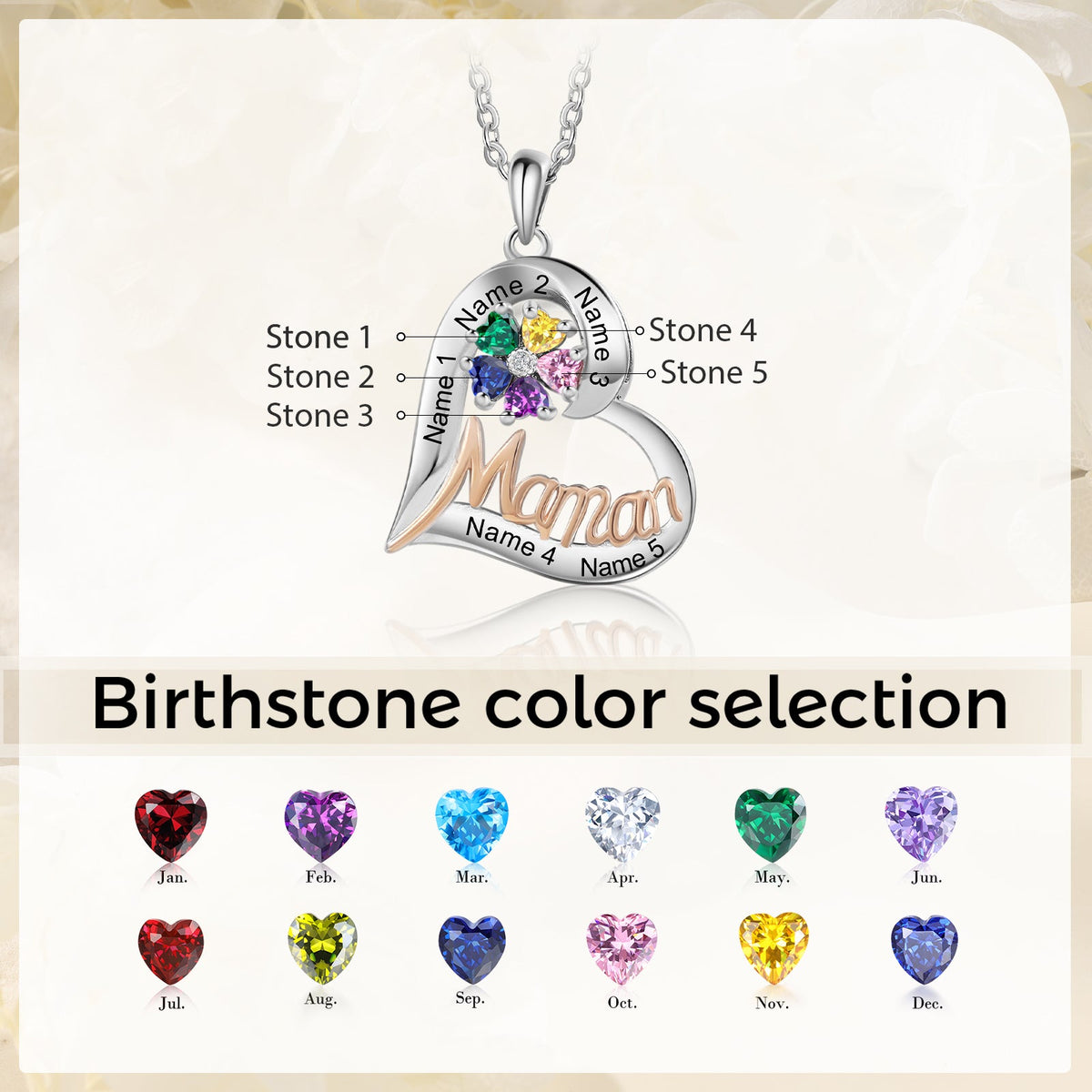 Custom Heart Necklace with Mama