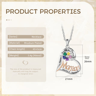 Custom Heart Necklace with Mama