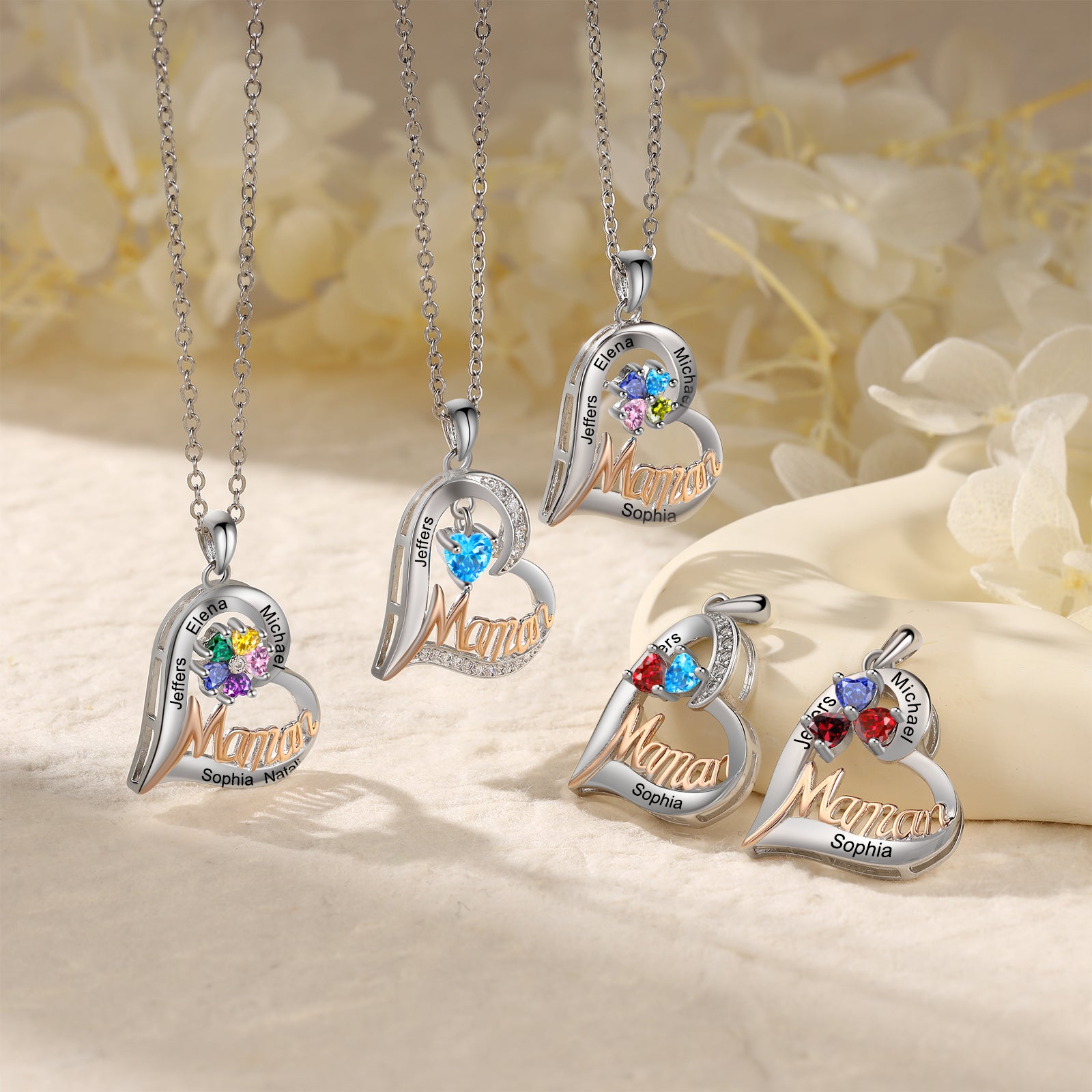 Custom Heart Necklace with Mama