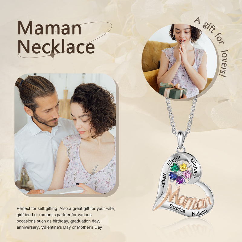 Custom Heart Necklace with Mama