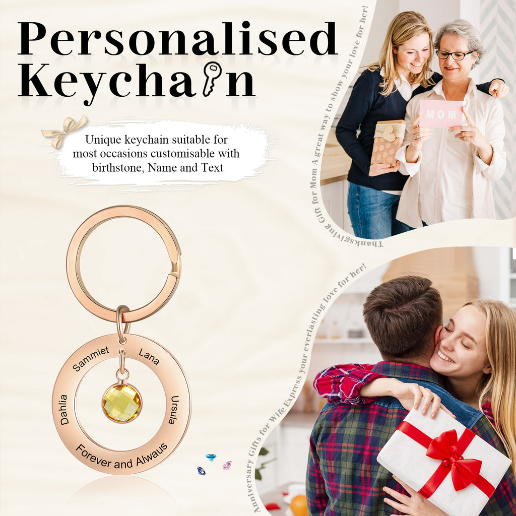 Custom Birthstone Keychain