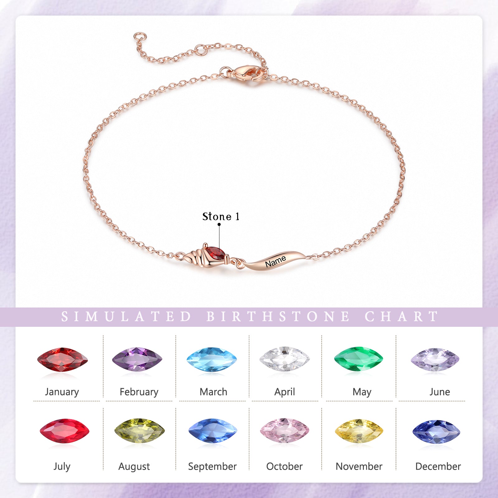 Custom Birthstone Anklet