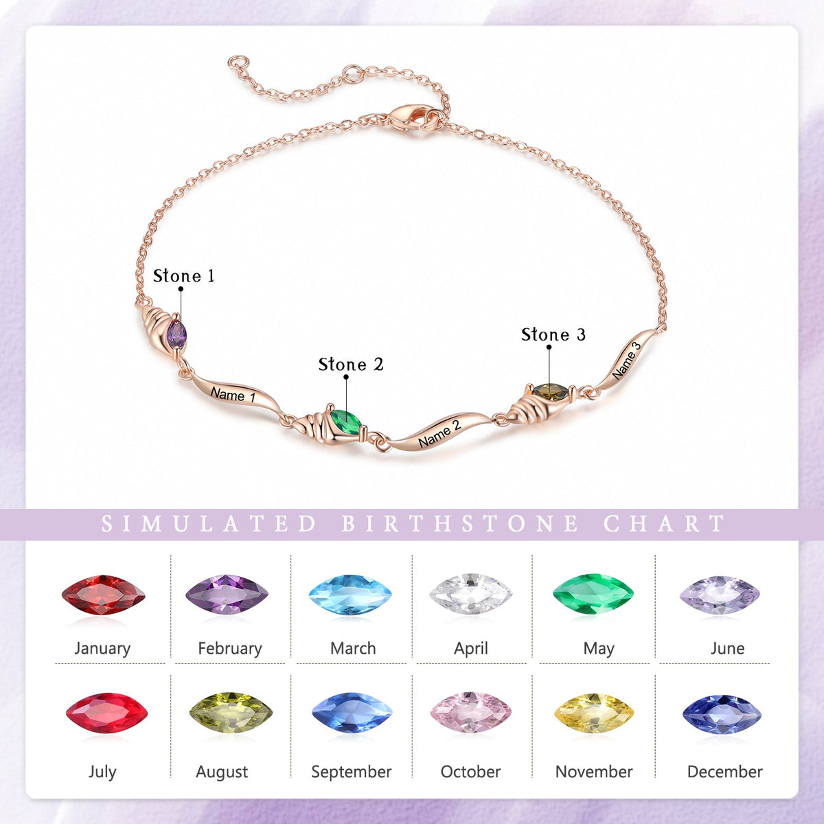 Custom Birthstone Anklet