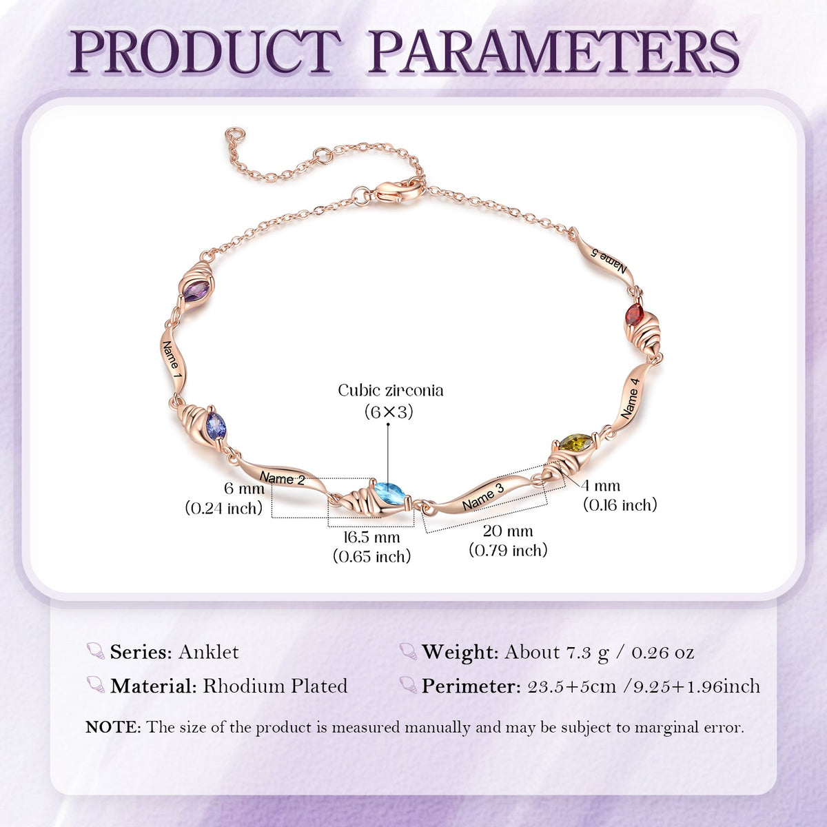 Custom Birthstone Anklet