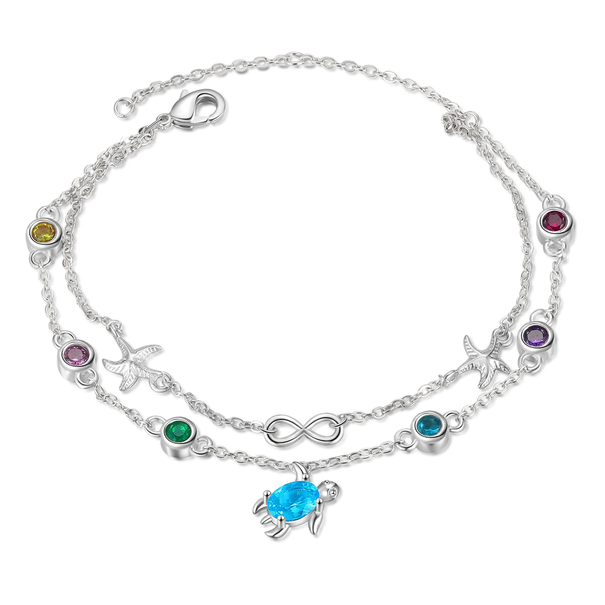 Custom Birthstone Turtle Bracelet