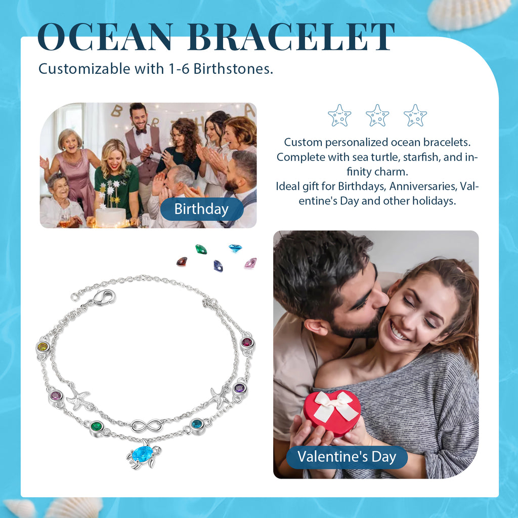 Custom Birthstone Turtle Bracelet