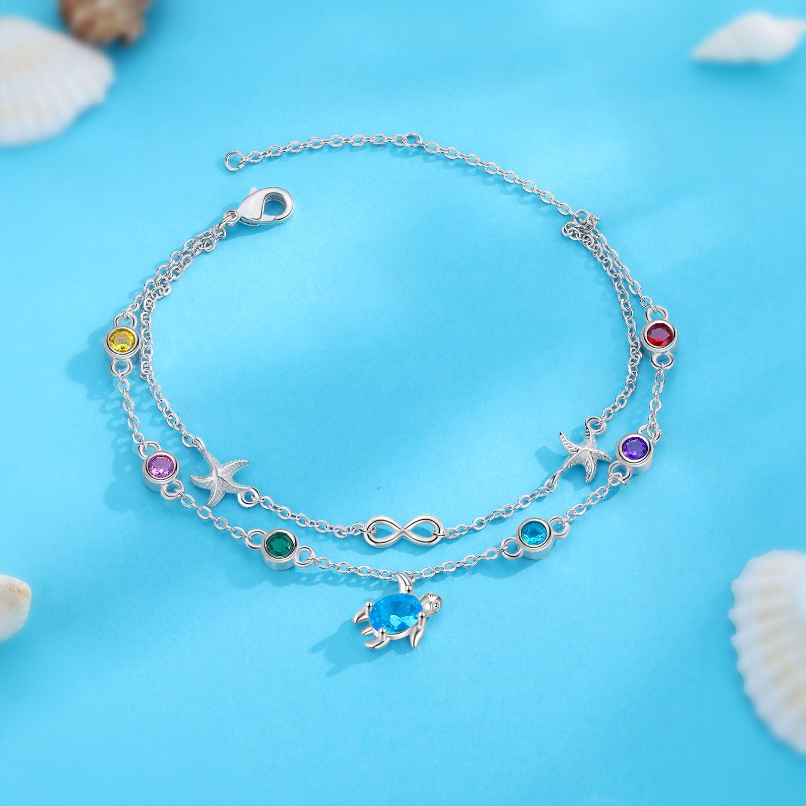 Custom Birthstone Turtle Bracelet