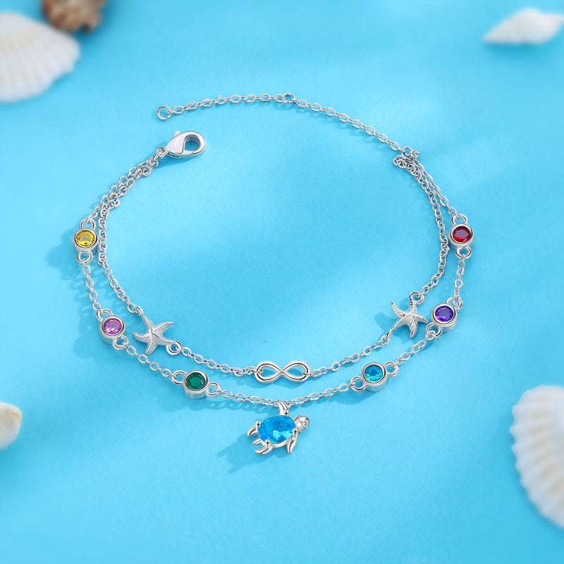 Custom Birthstone Turtle Bracelet