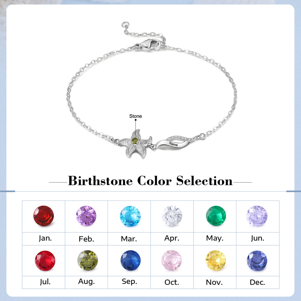 Custom Birthstone Five-Pointed Star Bracelet
