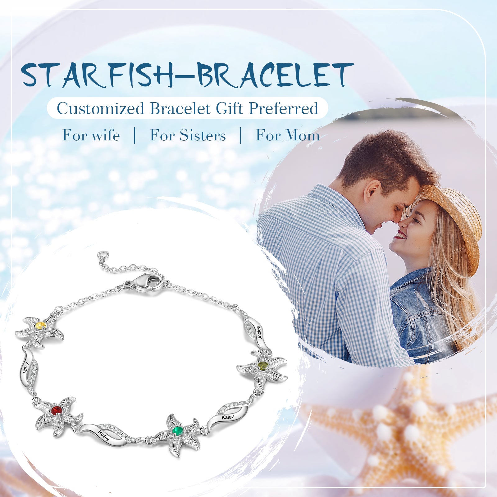 Custom Birthstone Five-Pointed Star Bracelet