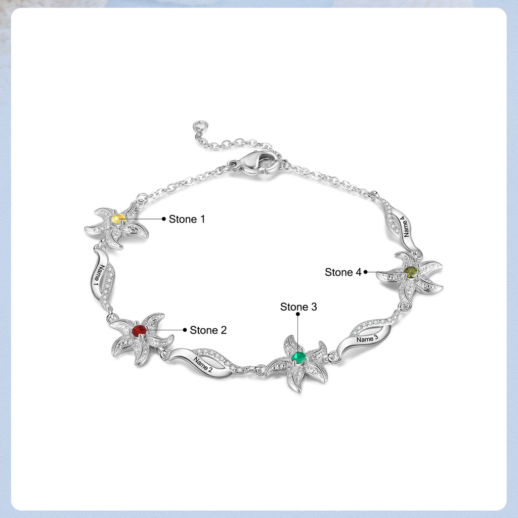 Custom Birthstone Five-Pointed Star Bracelet