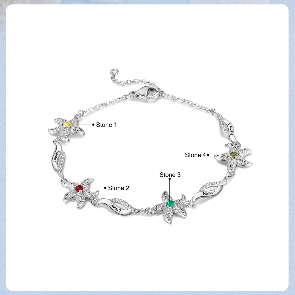 Custom Birthstone Five-Pointed Star Bracelet