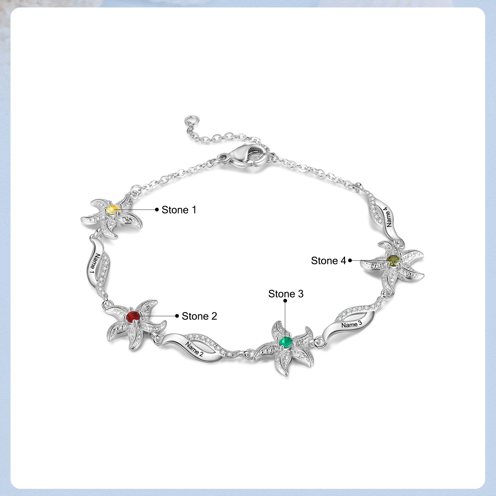 Custom Birthstone Five-Pointed Star Bracelet