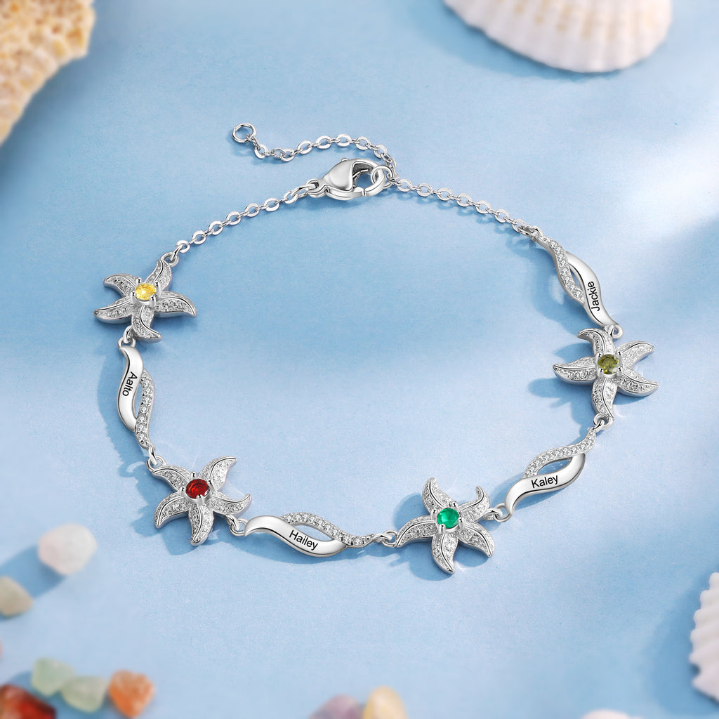 Custom Birthstone Five-Pointed Star Bracelet