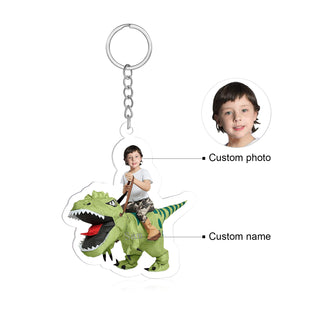 CMoffer Custom Name Photo Dinosaur Keychain