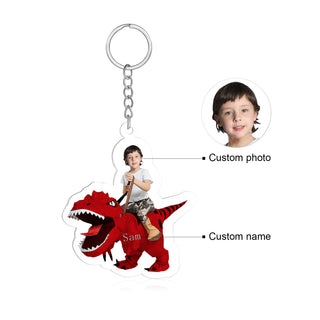 CMoffer Custom Name Photo Dinosaur Keychain