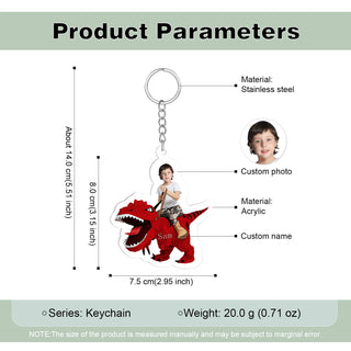 CMoffer Custom Name Photo Dinosaur Keychain