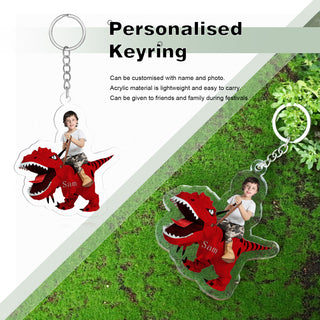 CMoffer Custom Name Photo Dinosaur Keychain