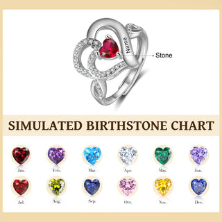 Custom Heart Birthstone Ring
