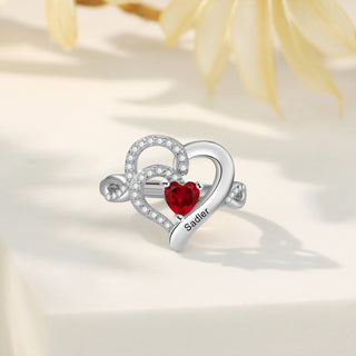 Custom Heart Birthstone Ring