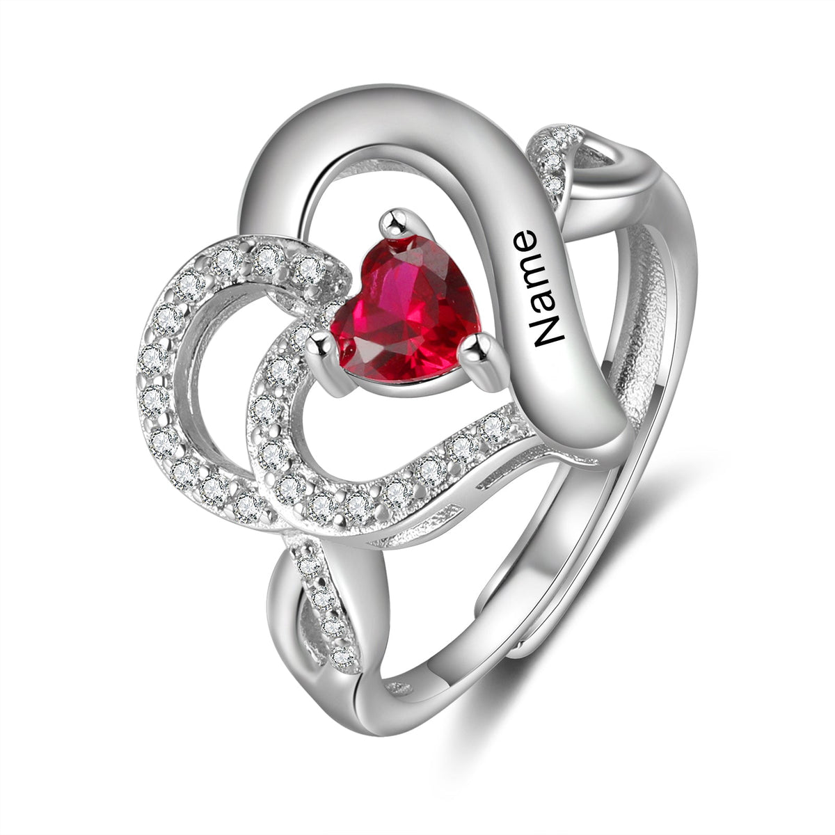 Custom Heart Birthstone Ring
