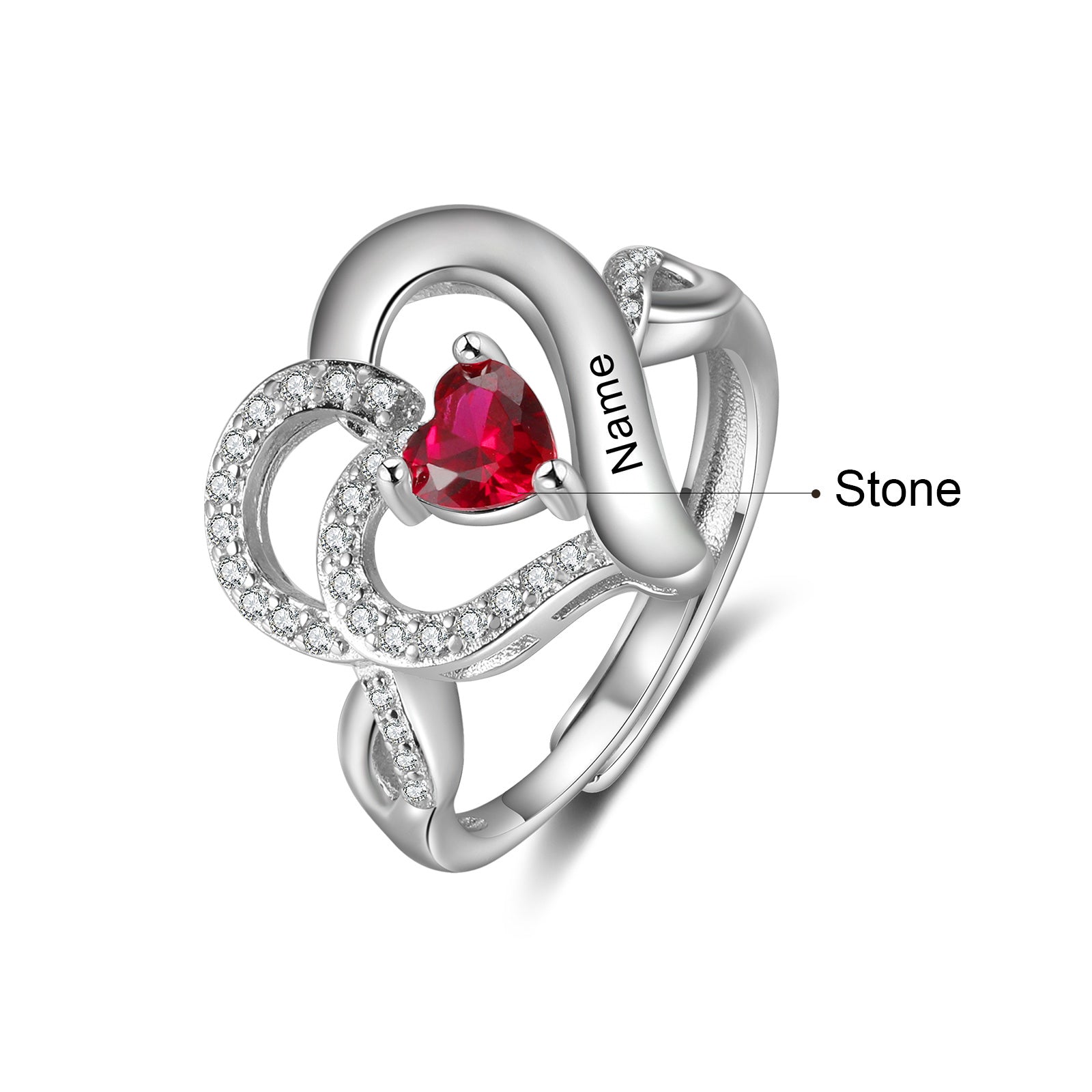 Custom Heart Birthstone Ring