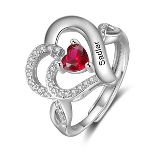Custom Heart Birthstone Ring
