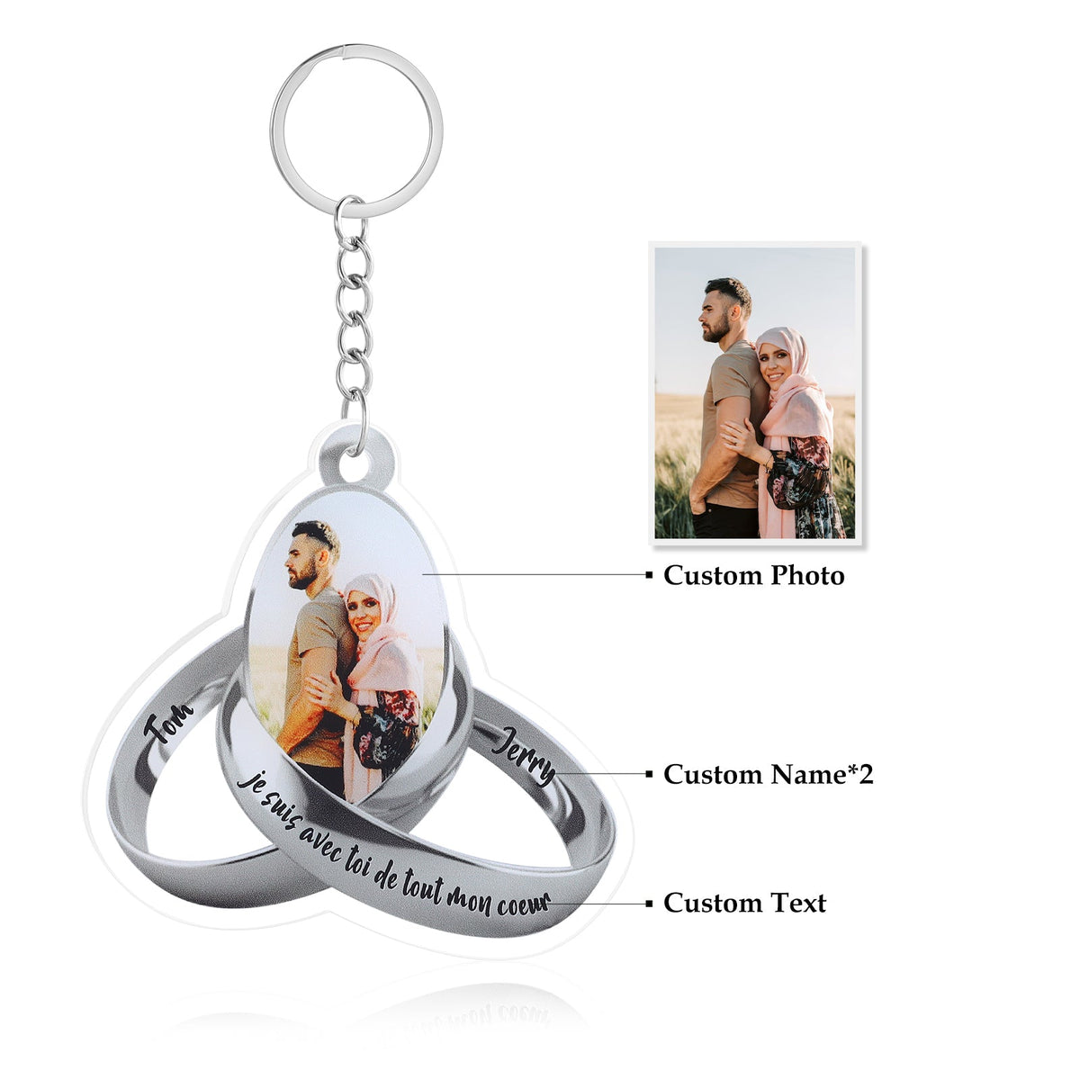 Custom Name Photo Keychain