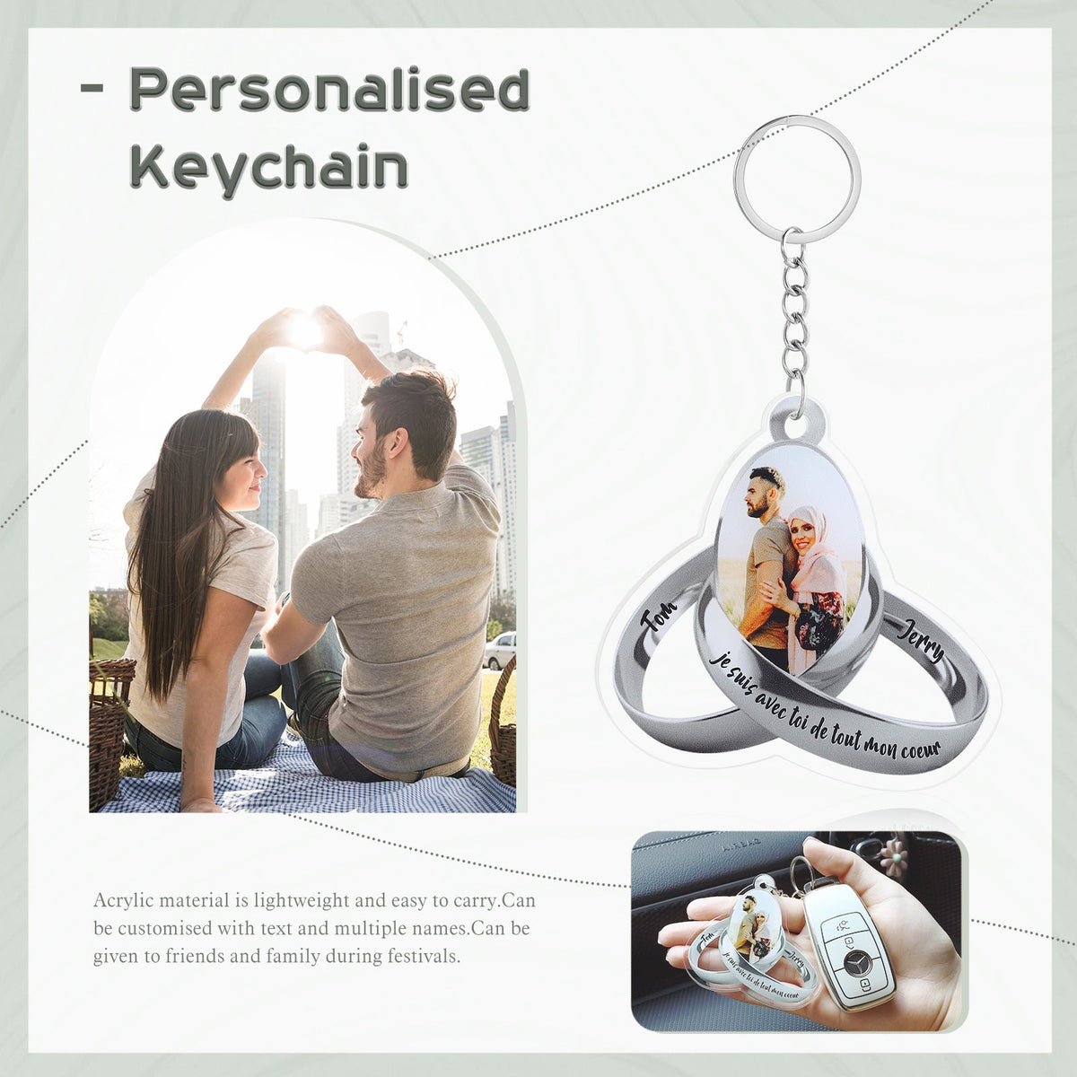 Custom Name Photo Keychain