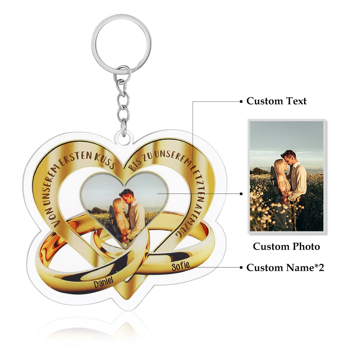 Custom Name Heart Keychain