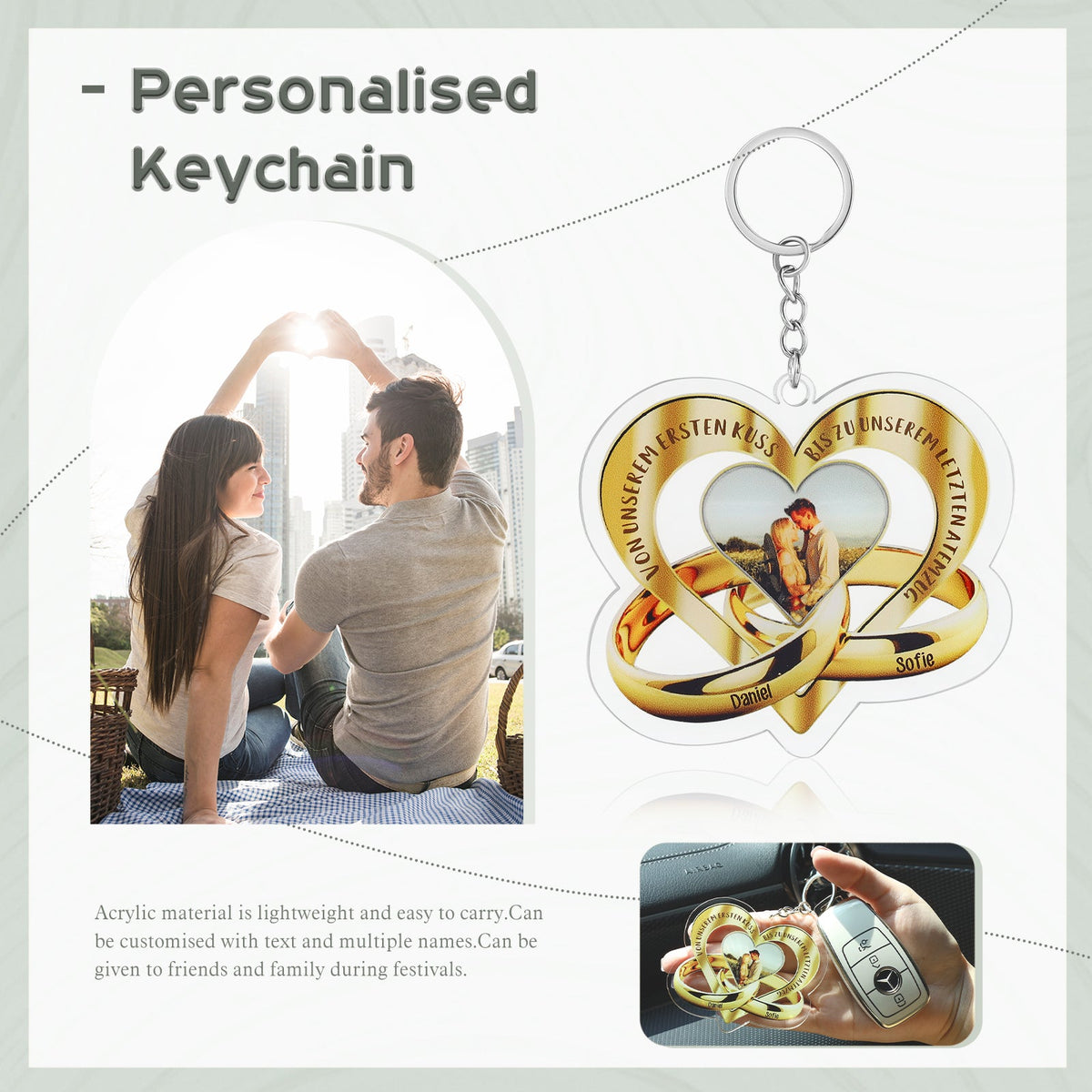 Custom Name Heart Keychain