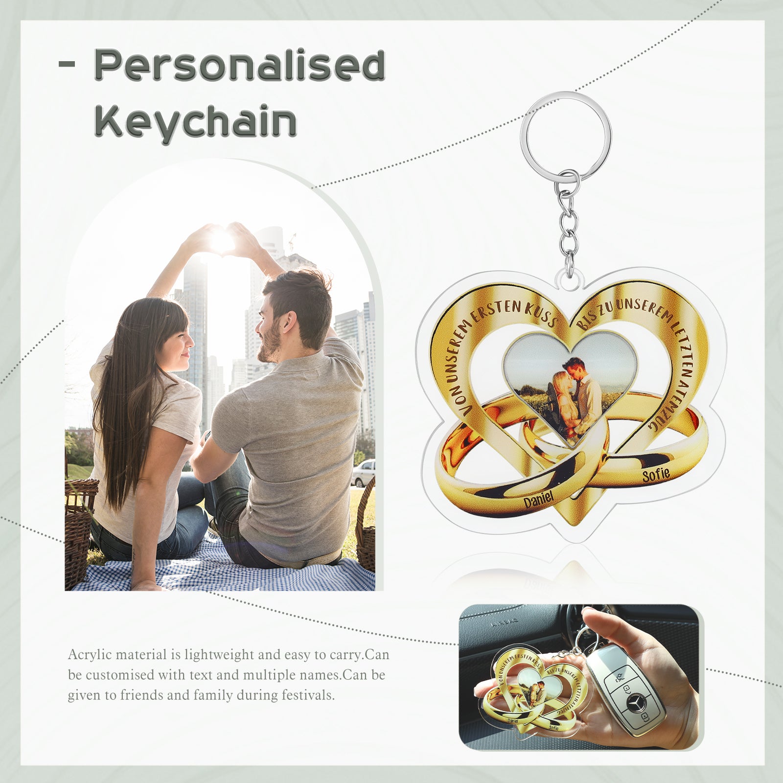 Custom Name Heart Keychain