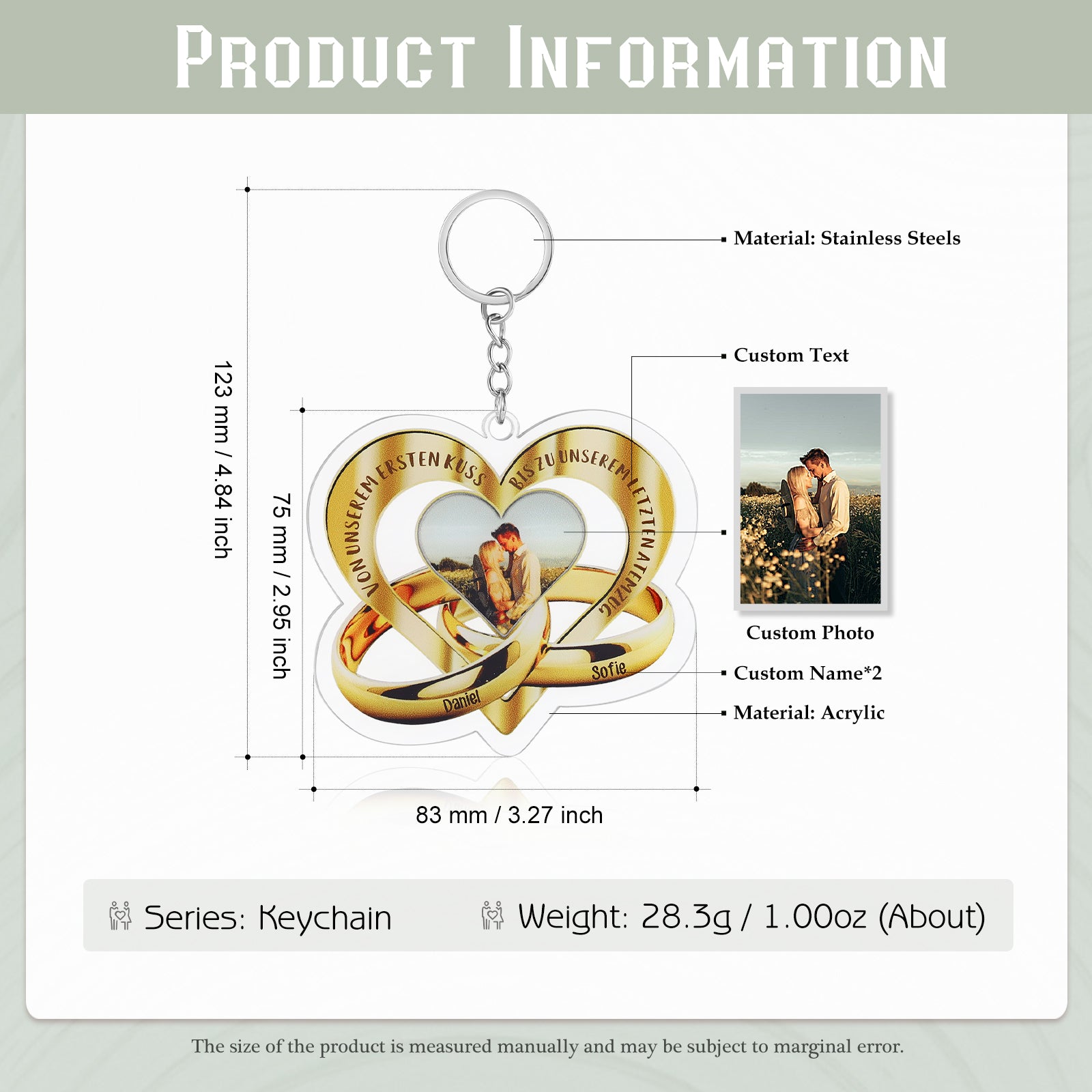Custom Name Heart Keychain